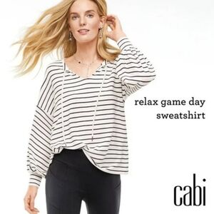 Cabi Relax Game Day Striped Long Sleeve Sweatshirt Style# 5746